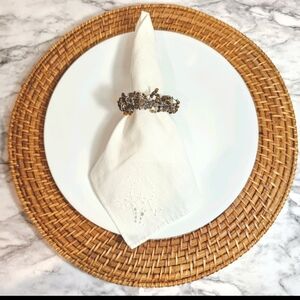 8 Pottery Barn Brown Beaded Cluster Tiger Eye Stone Wire Napkin Rings